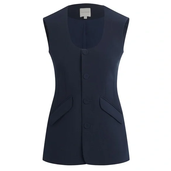 Sleeveless Navy Button Vest - Picture 3 of 3